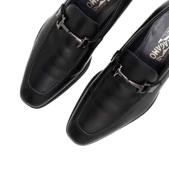 950$ Salvatore Ferragamo Fenice Gancini Ornament Black Leather Loafer US8 EEE main image 6
